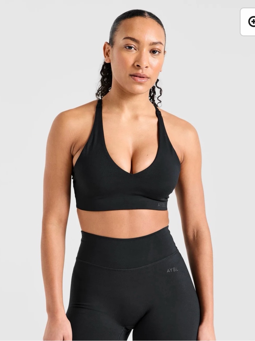 AYBL Black V-Neck Racerback Sports Bra